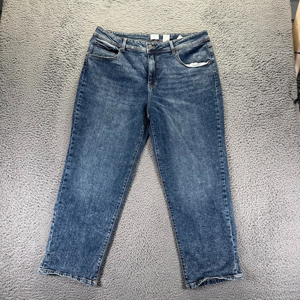 Time And Tru Jeans Women's 18 Blue Cotton Denim Straight Travel Workwear Stretch